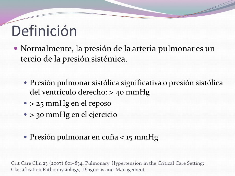 Hipertensión pulmonar, presión sistémica